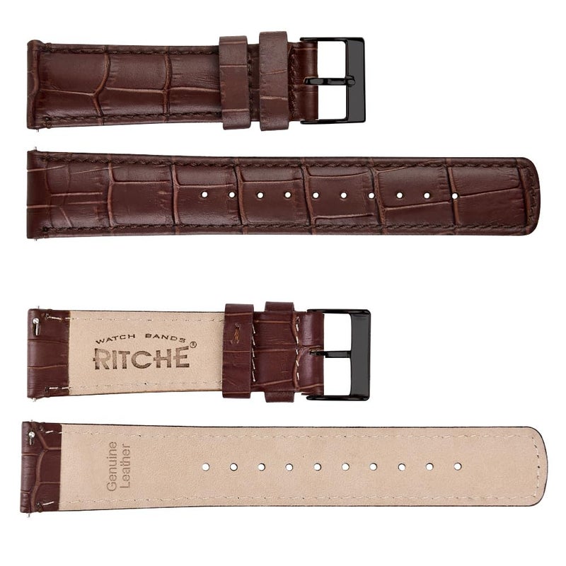 Ritche Christmas Gift 22mm Alligator Grain Watch Band Alligator Leather Watch Strap Quick Release Watch Bands for Men Women, White Elephant Gifts, Stocking Stuffers for Men - Image 3